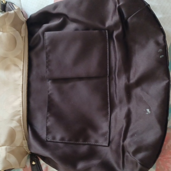 COACH Kristin Op Art Sateen Hobo Bag 19331 - Khaki/Mahogany - Picture 10 of 11